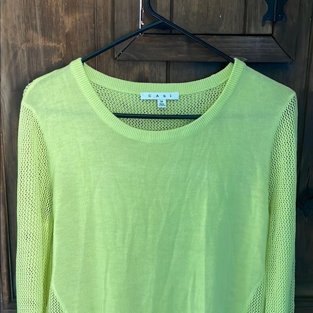 Cabi Split Back Pullover Sweater Women’s Neon Lim… - image 3